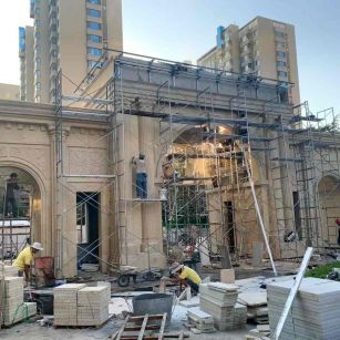 铜仁 黄金麻荔枝面花岗岩小区门楼外墙干挂