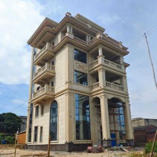 铜仁 黄金麻花岗岩石材别墅外墙干挂搭配（雕花栏杆花瓶柱门楼罗马柱）