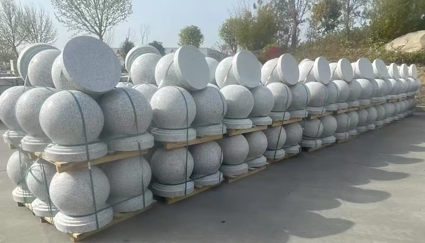 铜仁 白麻花岗岩石材圆球，石球，挡车球，隔离球，景观石球，风水球等