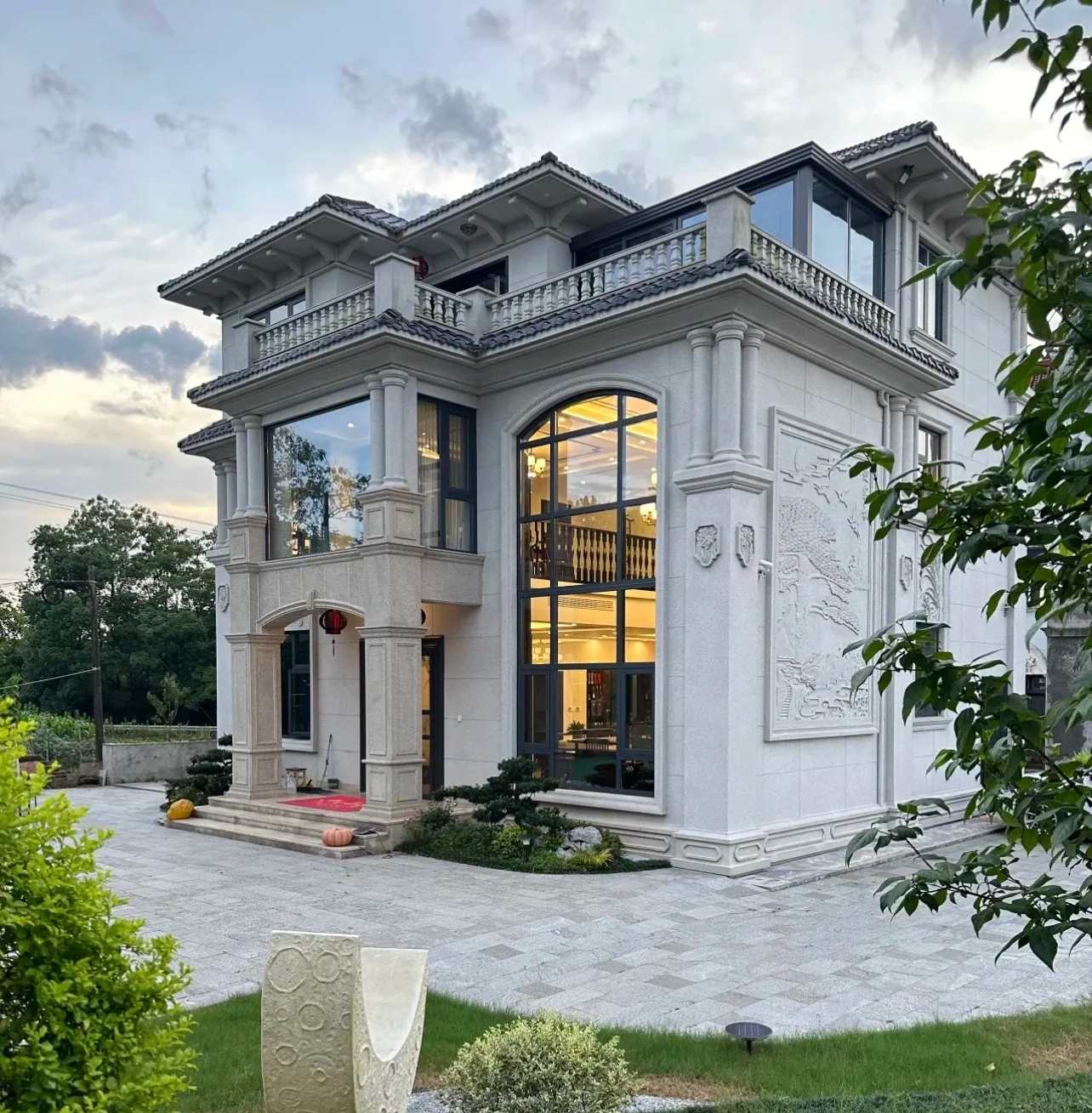 铜仁 白麻花岗岩私人别墅干挂石材豪华定制