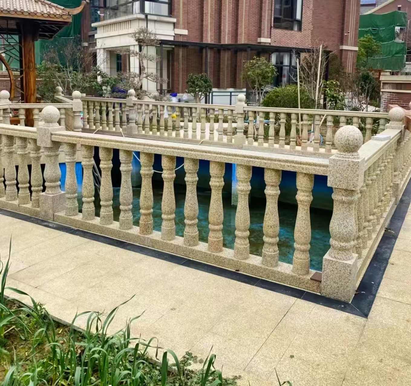 铜仁黄金麻花岗岩石材栏杆，扶手，将军柱，花瓶柱