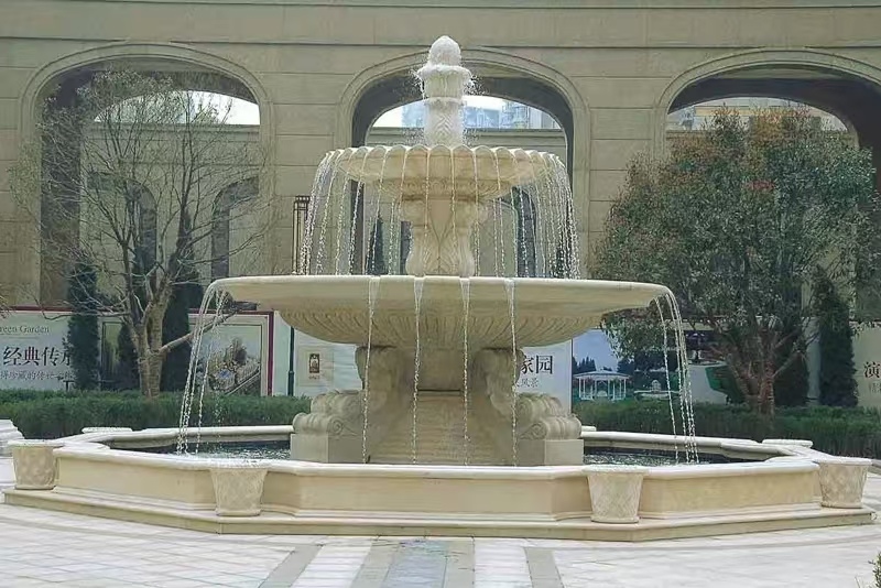 铜仁 黄金麻花岗岩异型加工——户外庭院石雕流水喷泉