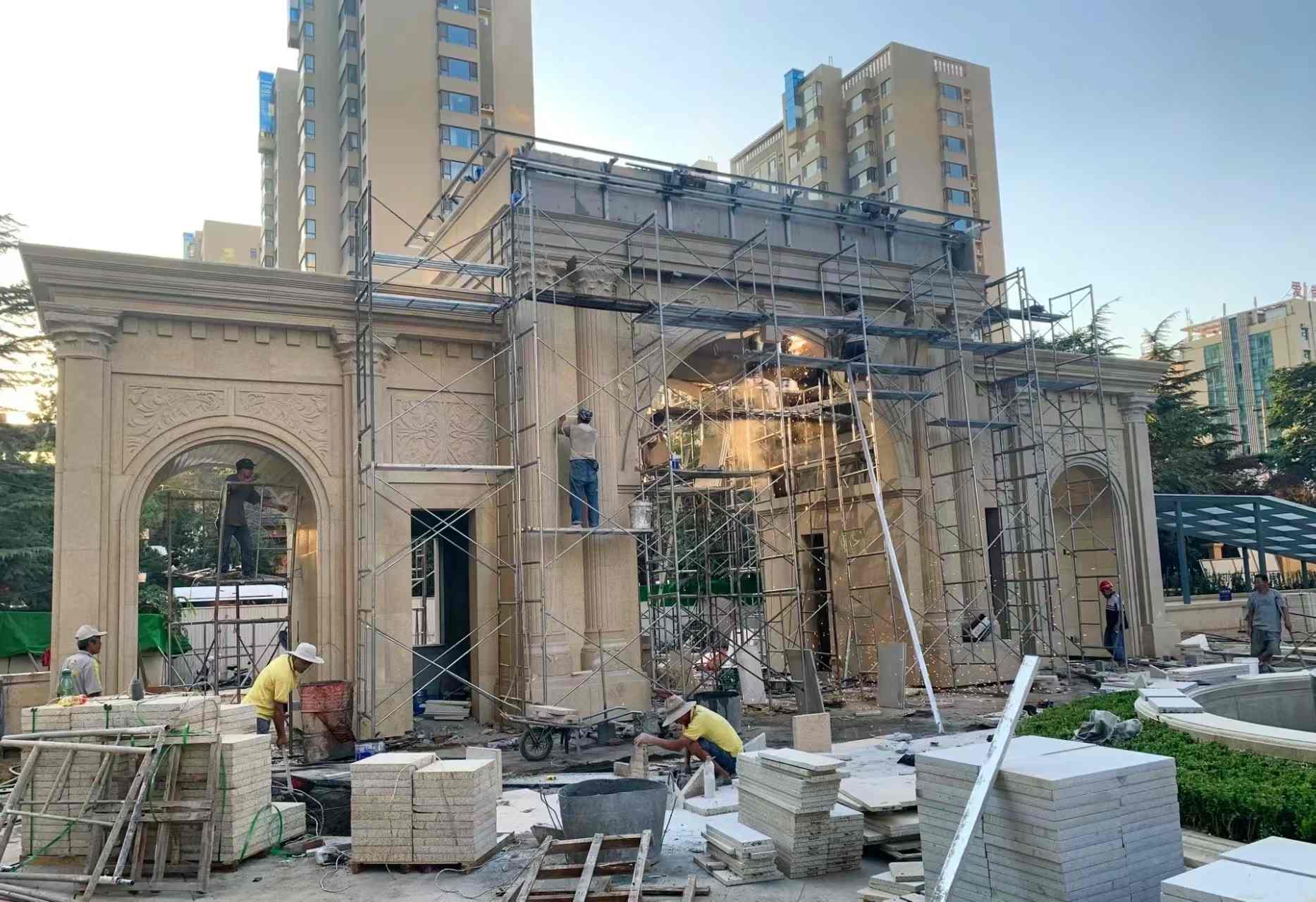 铜仁 黄金麻荔枝面花岗岩小区门楼外墙干挂