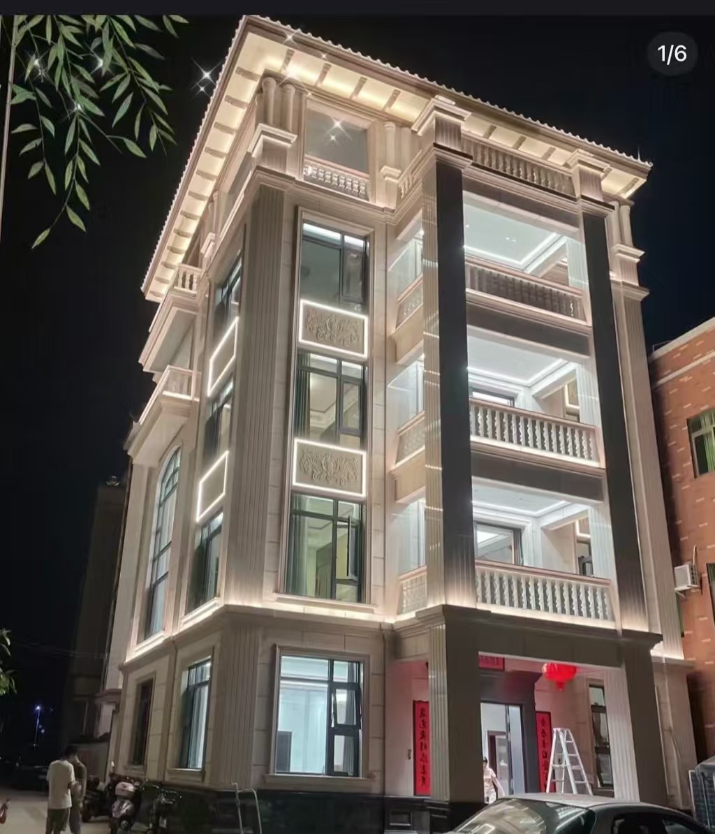 铜仁 芝麻白花岗岩别墅外墙夜间效果