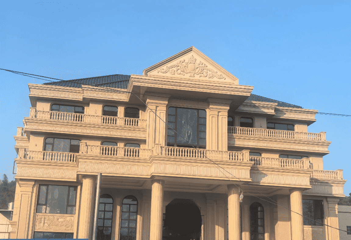 铜仁黄金麻别墅外墙干挂石材效果示例